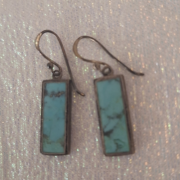 Turquoise Rectangular Drop Earrings - Picture 3 of 6